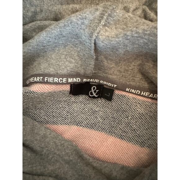 Women's & Ampersand Ave Double Hood L/S Striped Hoodie, Size L- Coral/Navy - Picture 9 of 11